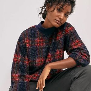 Anthropologie Multicolor Plaid Turtleneck Sweater